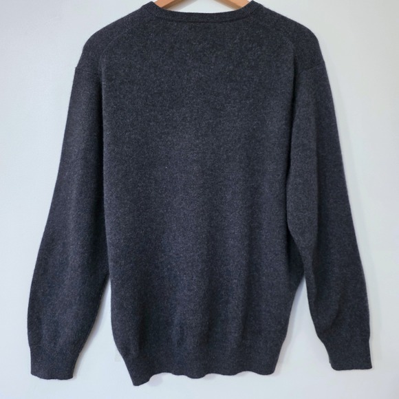 Jos A Bank 100% Cashmere Sweater Sz XL V Neck Charcoal Gray Old Money Preppy - Picture 4 of 11